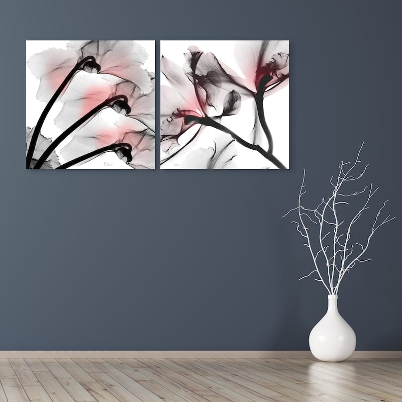 "Coral Luster 1&2" Frameless Free Floating Tempered Glass Panel Graphic Wall Art
