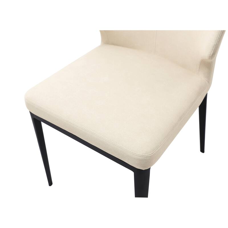 NADAAL STUDIOS Lyra Dining Chair, Barrel-Style Back, Iron Frame, Warm Beige Upholstery - Set of 2