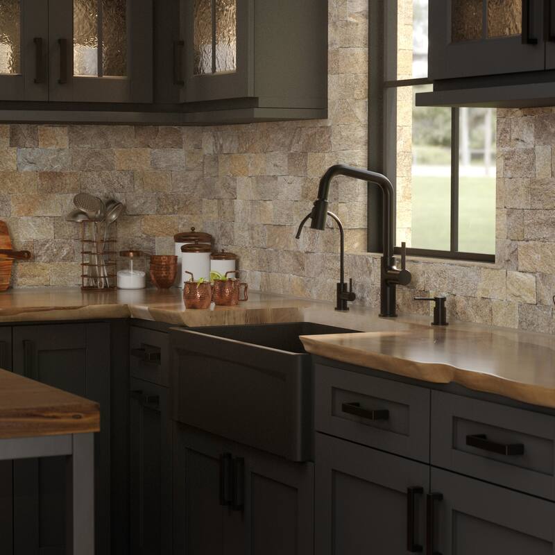 Karran 30" Single Bowl Panel Front Farmhouse Fireclay Kitchen Sink with Reversible Apron Front