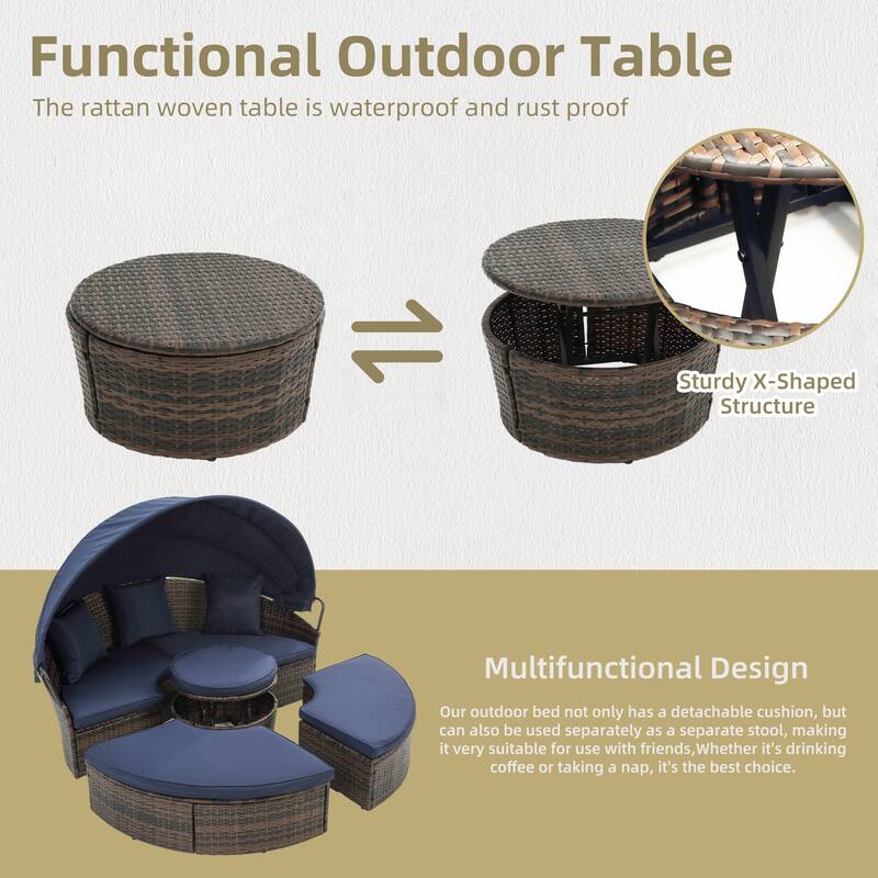 GALDWIN outdoor rattan bed, balcony courtyard sunshade sofa
