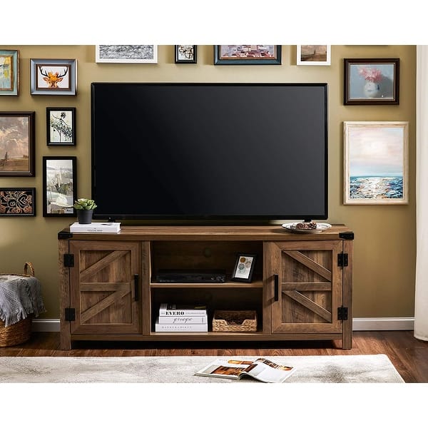 Farmhouse Barndoor TV Stand Entertainment Center for TVs up to 70inch