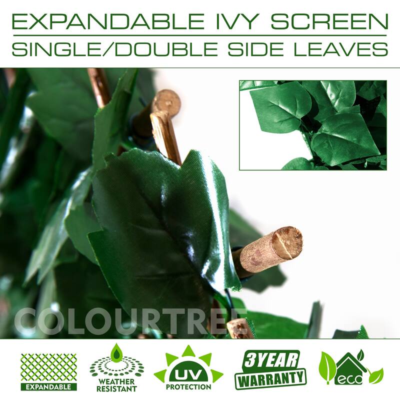 ColourTreeUSA 39" x 79" Expandable Artificial Ivy Leaf Vines Willow Trellis Privacy Fencing Screen