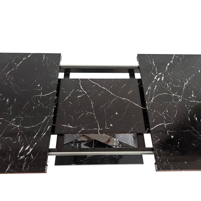 Modern Square Dining Table with Marble Table Top and X-Shape Table Leg