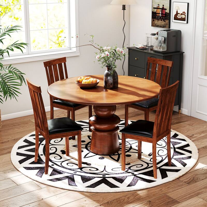 Gymax Dining Chairs Set of 4 Dining Room Chairs w/ PU Leather