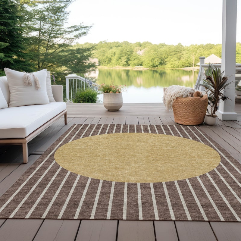 Machine Washable Indoor/ Outdoor Modern Sunrise Chantille Rug