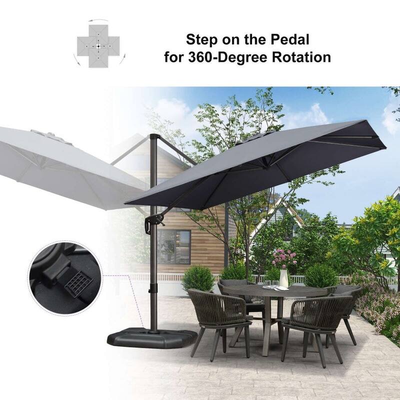 PURPLE LEAF 9 ft 360 Degree Rotation Patio Umbrella With Base