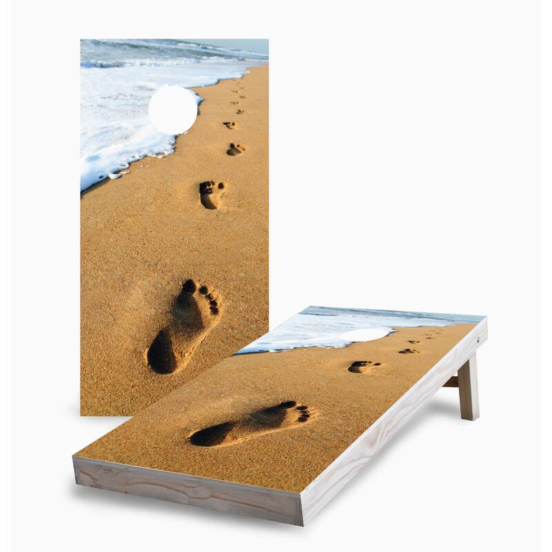 Footprints on the Beach Corn Hole Board Set - 16 Years and Up