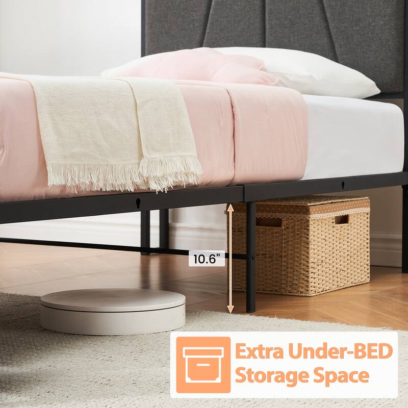 Bed Frame with 2 Storage Drawers and Charging Station