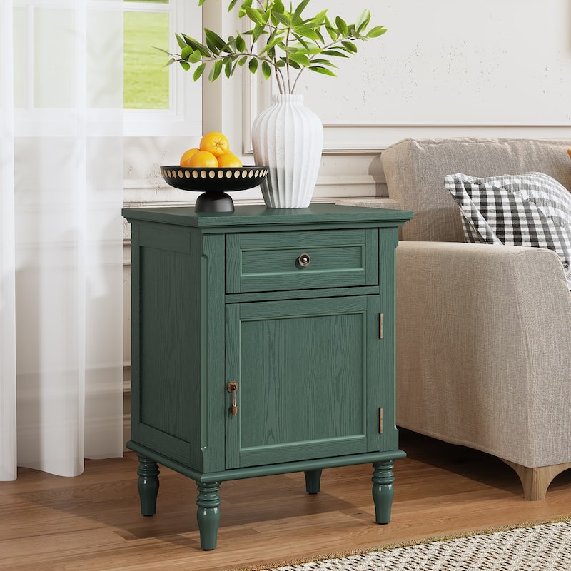 1-Drawer Bedside Table with Storage Function (Set of 2)