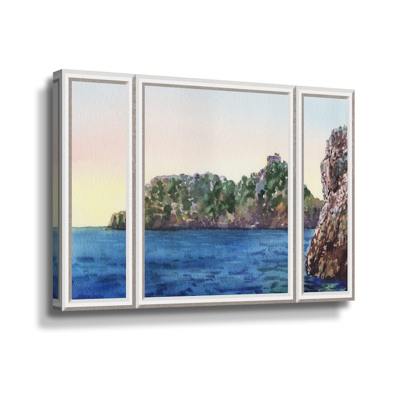 Amalfi Coast Rocks Mediterranean Sea Watercolor Beach House Window I ...