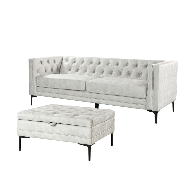 Ipiutak Modern 2 - Piece Upholstered Button-tufted Sectional with Storage Ottoman