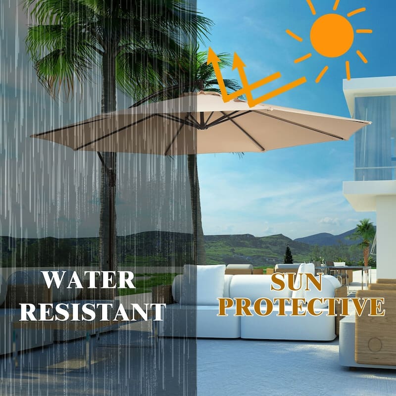 10 Ft Patio Offset Hanging Umbrella with Easy Tilt Adjustment