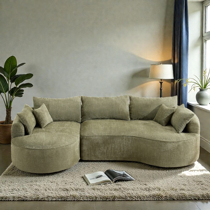 124.5 Inch Oversized Cloud Sofa, Modern Boneless Chenille Couch with Pillows, No Assembly Sofa for Living Room