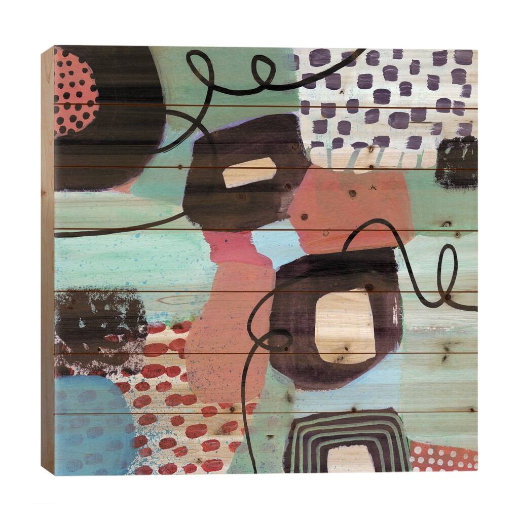 Jazz Abstract Print On Wood by Sara Franklin - Multi-Color