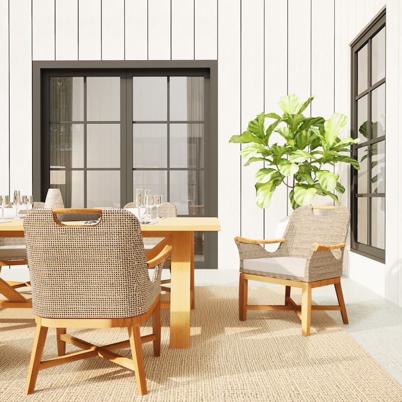 Cambridge Casual Sydney 2-piece Teak Wood Outdoor Dining Armchair