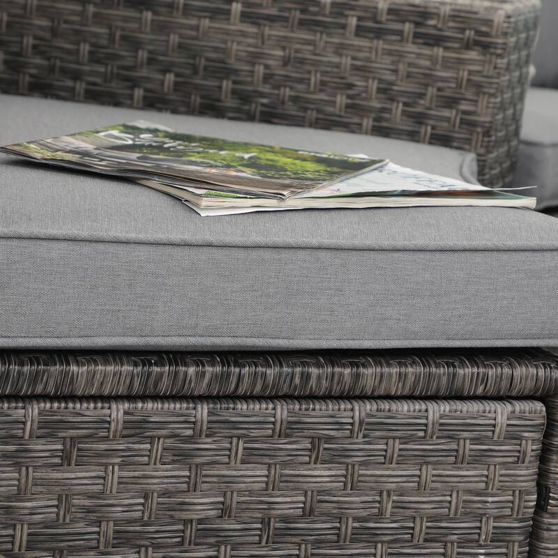 Cushioned Wicker Half-moon 5-piece Outdoor Sectional Set