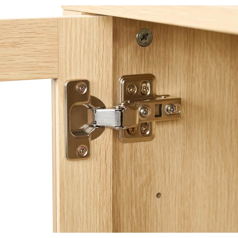 Wood Buffet Sideboard, Elegant Storage Cabinet with Arch Design, Accent Cabinet with Vintage Circular Handles