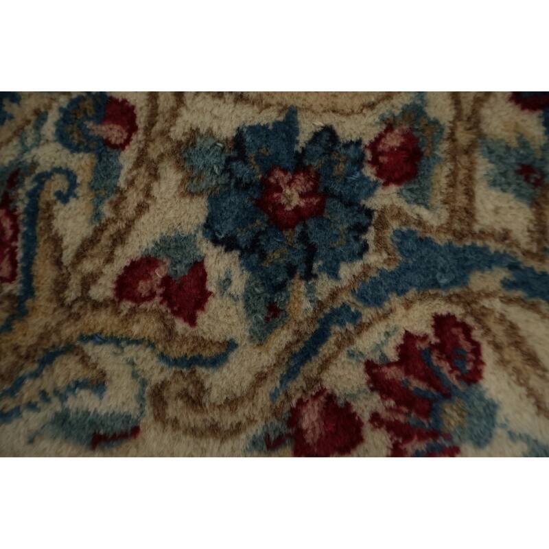 Hand Knotted Oriental 100% Wool Carpet Traditional Floral Navy Blue & Blues Kerman Area Rug - 16' 10'' X 10' 2''