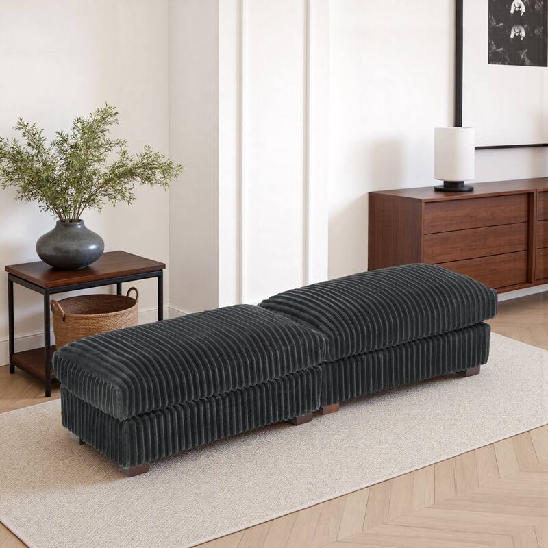 40" Oversized Plush Flannel Upholstered Ottoman Footstool Set of 2
