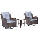 preview thumbnail 18 of 78, High Back Brown Wicker Outdoor Patio Conversation Sets with Swivel Chairs