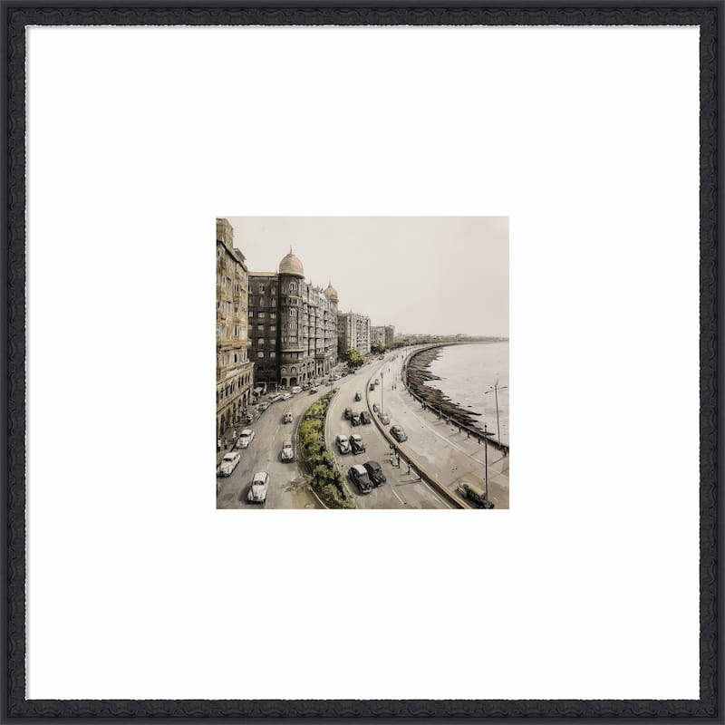 Mumbai Bombay No. 1 by Tradelink inhouse artist Wood Framed Wall Art Print - Bethany Black