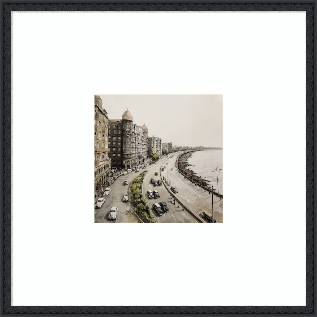 Mumbai Bombay No. 1 by Tradelink inhouse artist Wood Framed Wall Art Print - Bethany Black