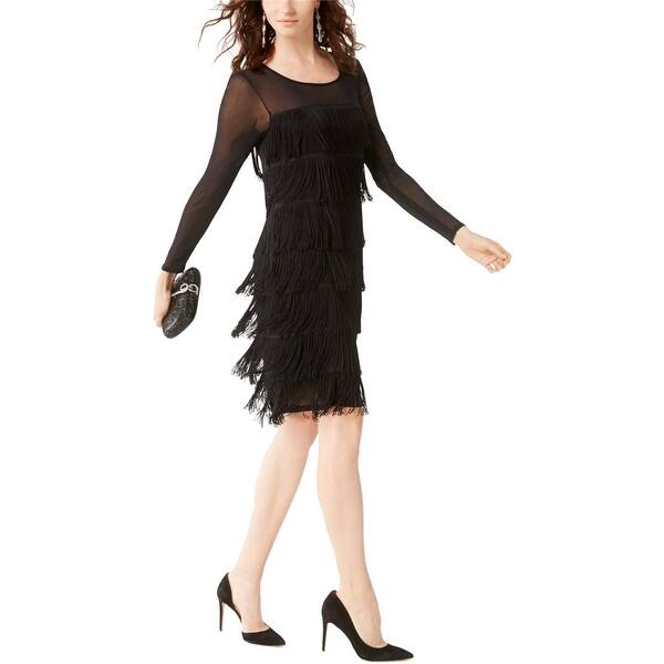 I-N-C Womens Illusion Fringe A-line Dress, Black, X-Small - Bed Bath &  Beyond - 41855942