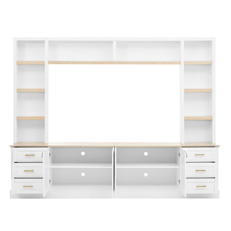 Modern 4-Piece Wall Unit Entertainment Center with Bookshelf for TVs Up to 75"
