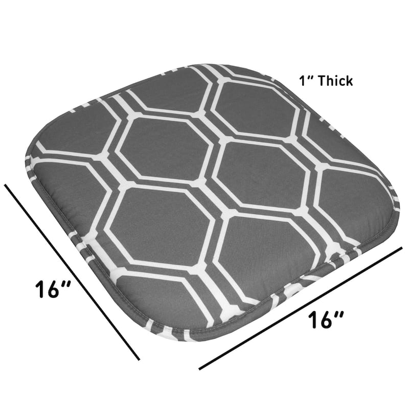 Sweet Home Collection Mirage Hexagonal Memory Foam No Slip Back Chair Pad Cushion 16" x 16"