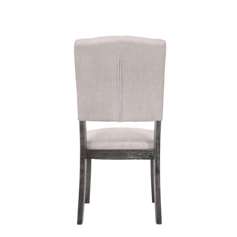Bernard Beige Linen & Weathered Gray Oak Finish Side Chair (Set of 2)