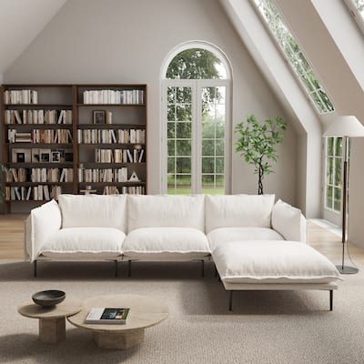 111.02" L-shaped Velvet Sectional Sofa Modern Modular Sofa Deep Seat Upholstered Cloud Couch