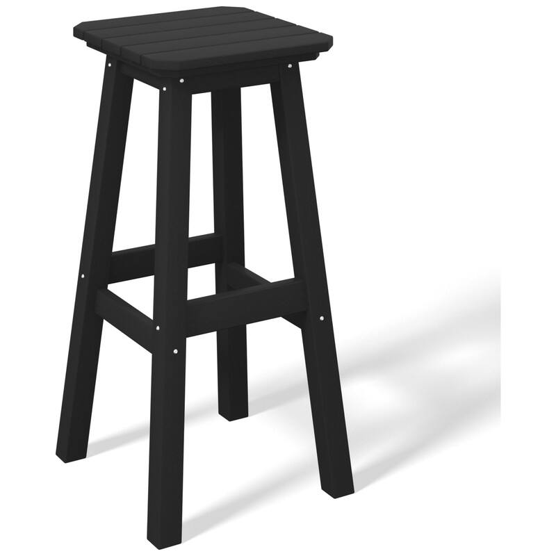 Laguna Hdpe All Weather Outdoor Patio 29" Square Bar Stool - Black