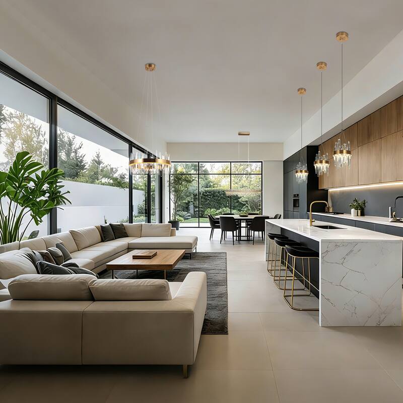 Modern Glam 2-Light LED Gold Crystal Pendant Drum Island Light - D8" x H12"