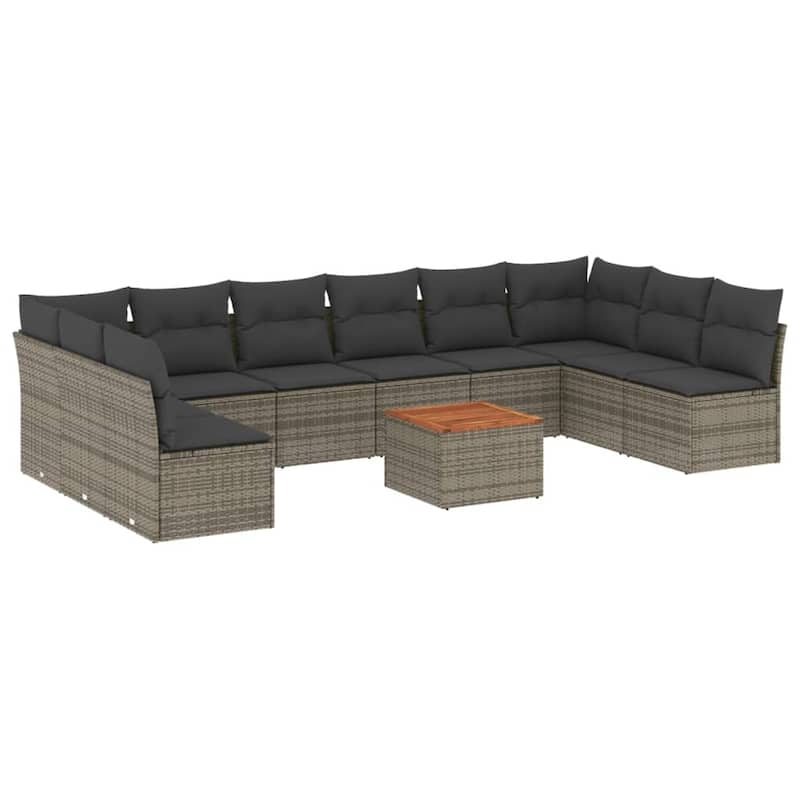 vidaXL Patio Sofa Set with Cushions Outdoor Furniture 11 Piece Poly Rattan - 24.4 x 24.4 x 27.2