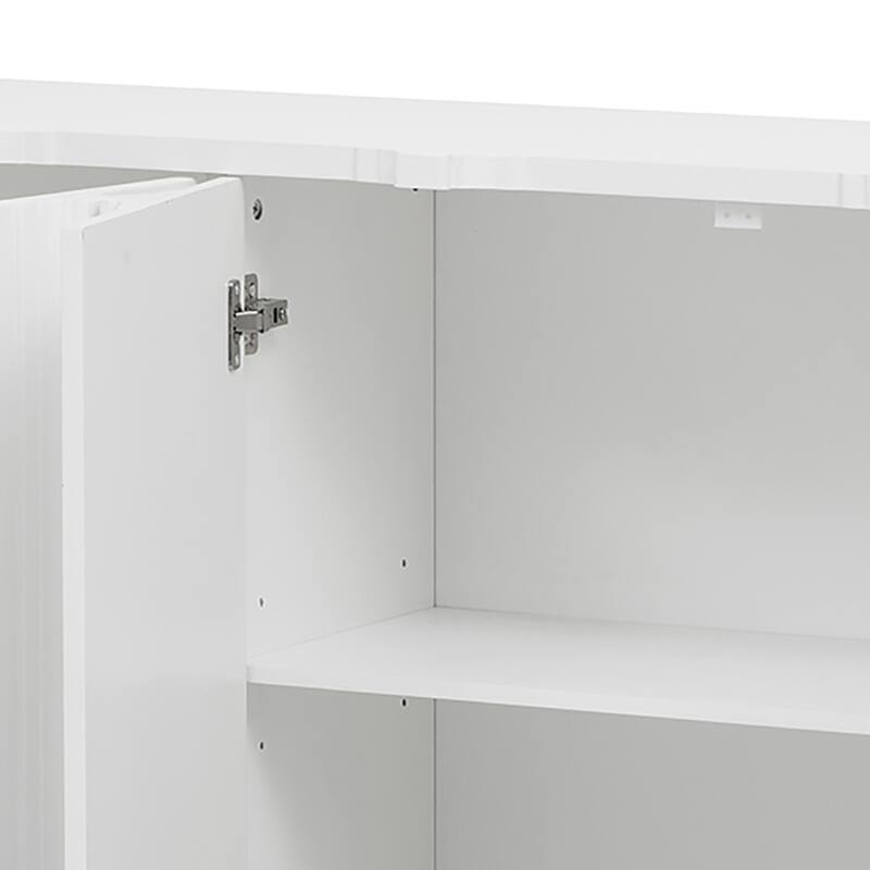 Modern Minimalist Freestanding 4-Door Wooden Sideboard Storage Cabinet
