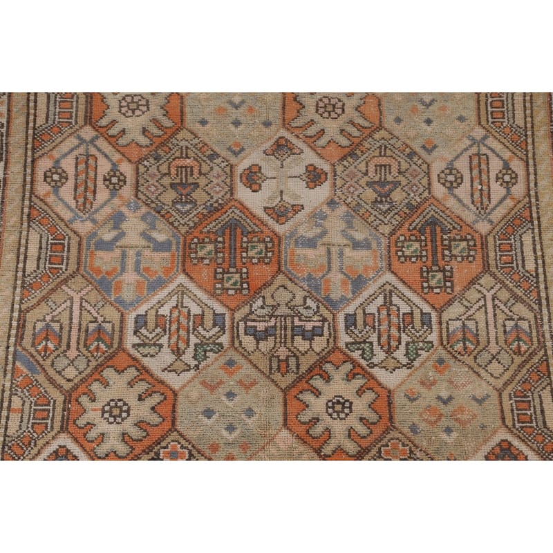 Orange Bakhtiari Persian Vintage Area Rug Handmade Wool Carpet - 6'4" x 9'3"