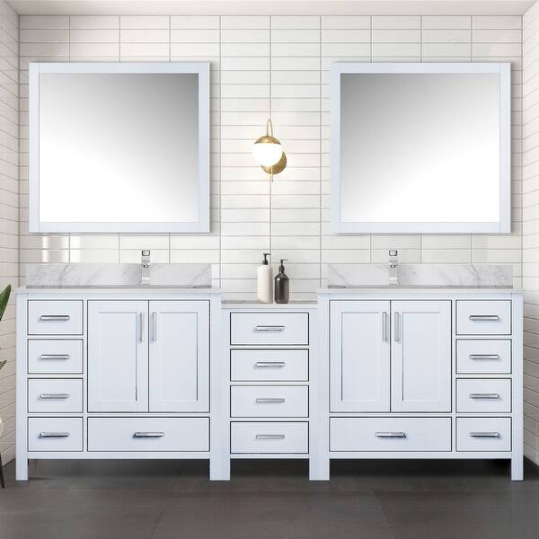Britney 72 in. W x 22 in. D x 34 in. H Bath Vanity in White with Carrara Marble Top in White with White Double Sinks