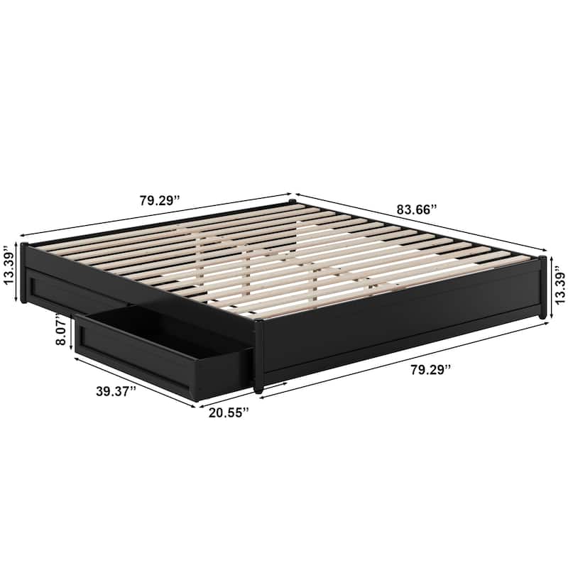 Barcelona Panel Platform Bed with Storage Drawers