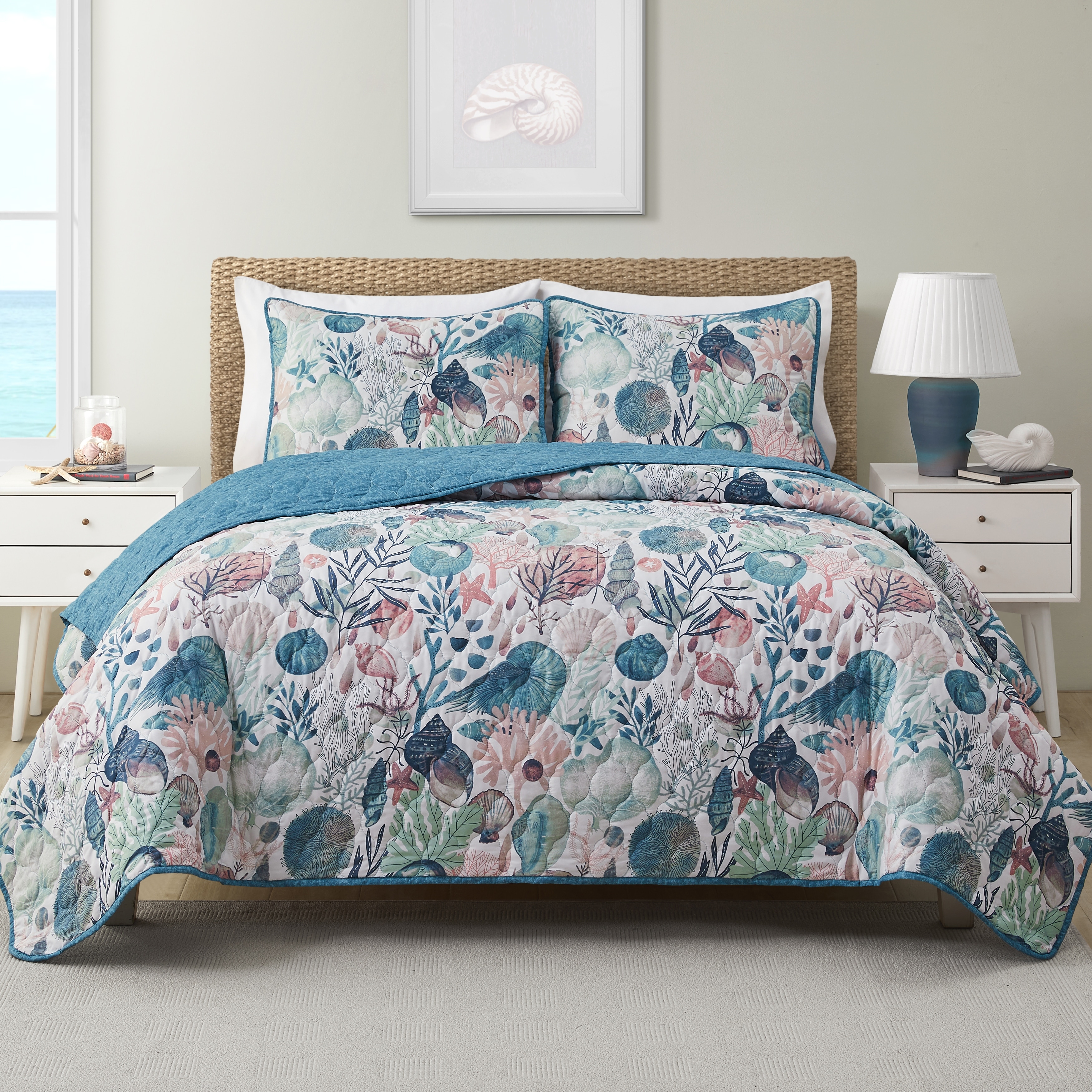 5pc King Danny Reversible Floral Comforter Set Dark Blue - Vcny