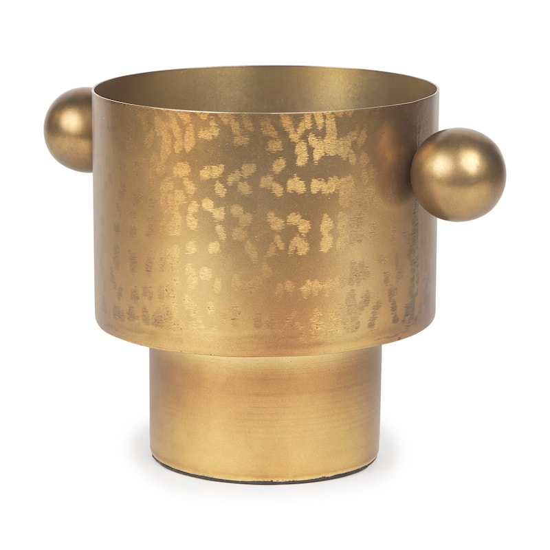 7" Gold Cast Iron Round Table Vase - 8.50
