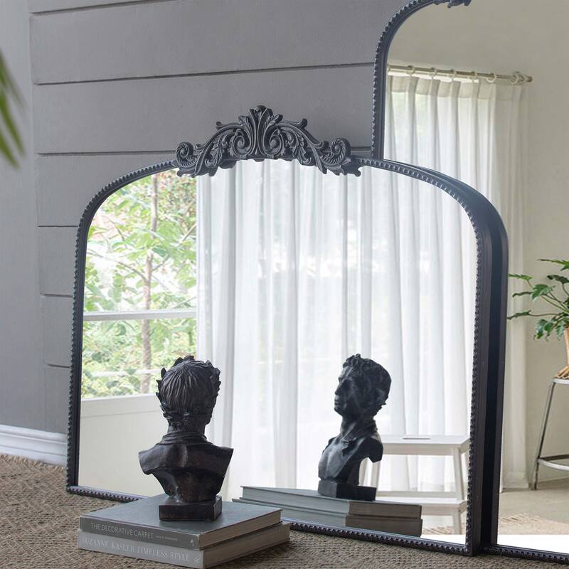 40" x 31" Classic Design Gold/Black Arch Mirror and Baroque Inspired Frame