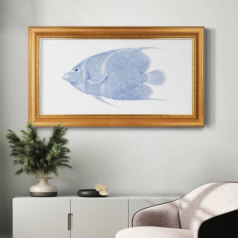 Blue & White Tropical Fish V Premium Framed Canvas- Ready to Hang