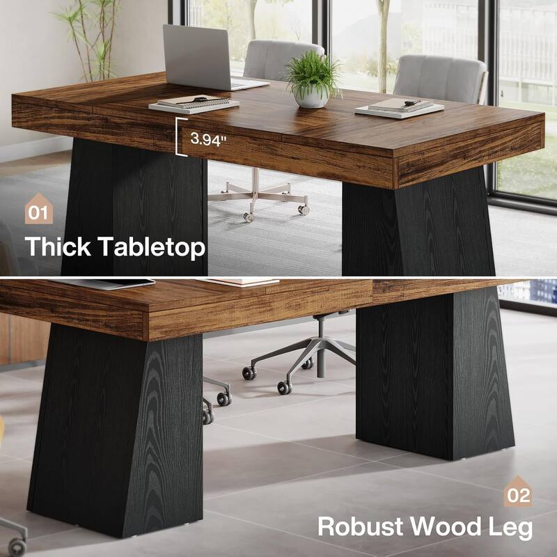 55.1" W Conference Table for 4-6 People, Modern Meeting Table