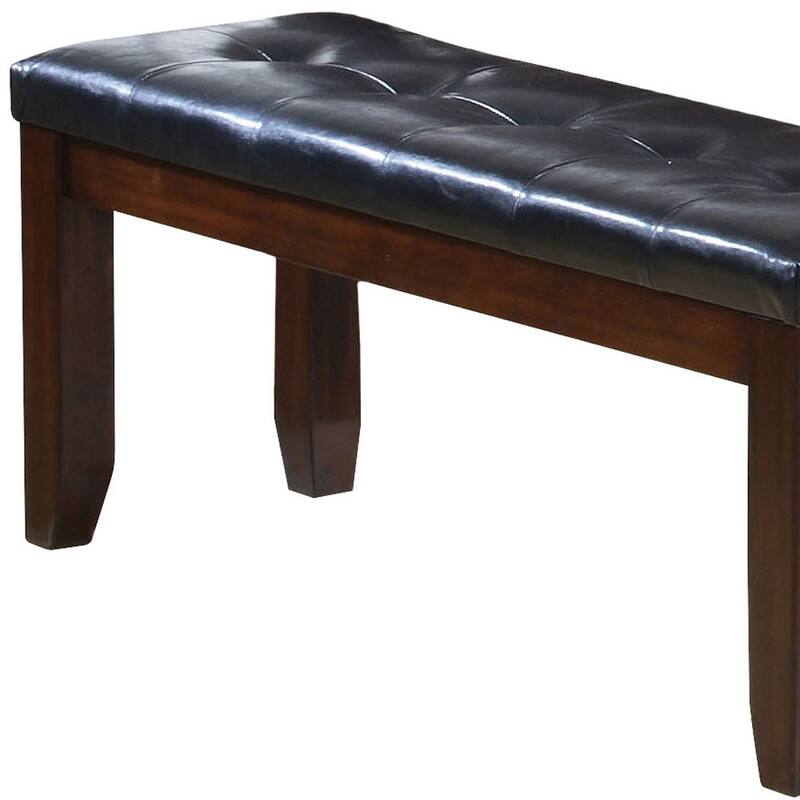 HomeRoots 48" Urbana Bench , Black PU & Cherry - 48 x 20 x 16
