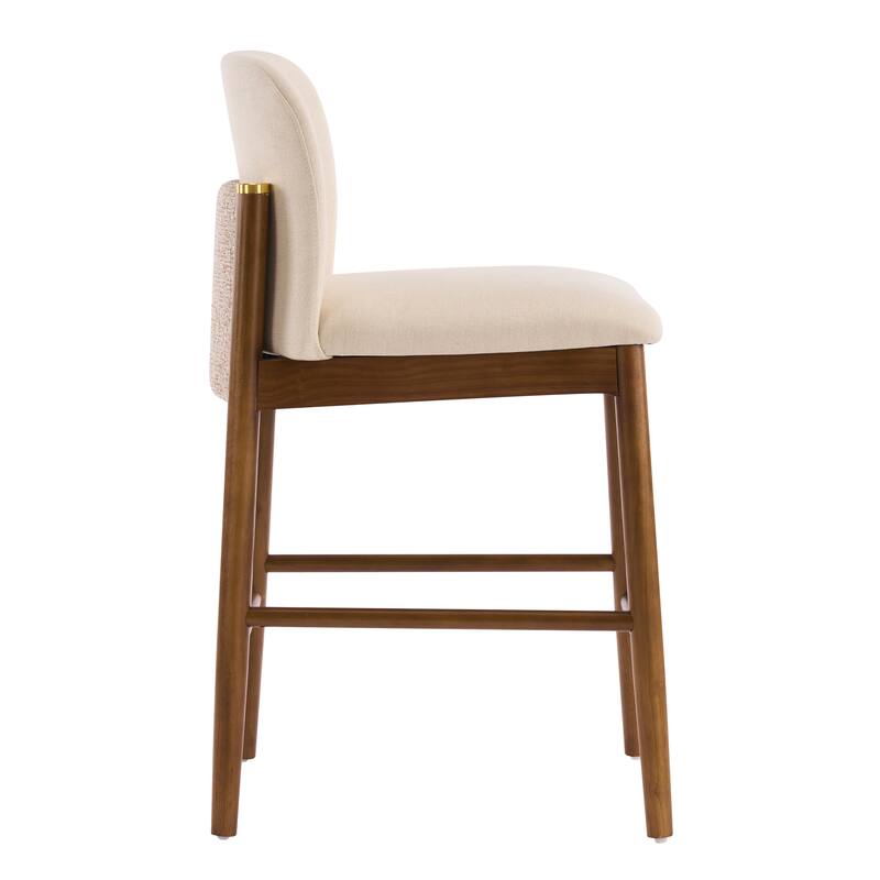 Christopher Knight Home - Lois Modern Upholstered Solid Rubberwood Counter Stool Set - Bar Chairs with Ergonomic Backrest