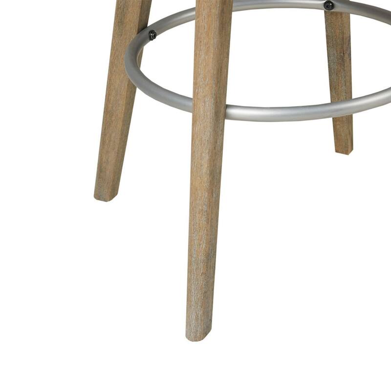 Roomfitters 360-Swivel Counter Stool, Upholstered Barrel Back Bar Chair with Metal Footrest Ring