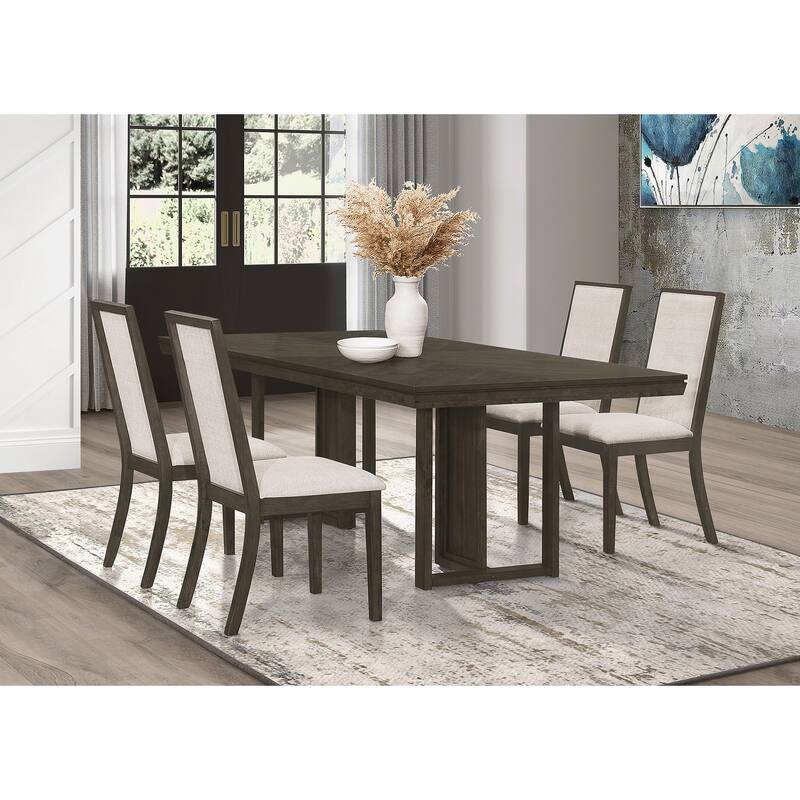 Kelly Beige and Dark Grey Rectangular Dining Table Set