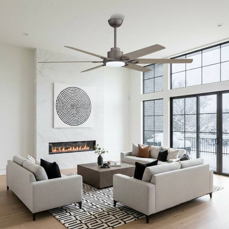 MLiAN 64 in 6 Playwood Blades Dc Motor Indoor Downrod Standard Ceiling Fan With Remote - 64''