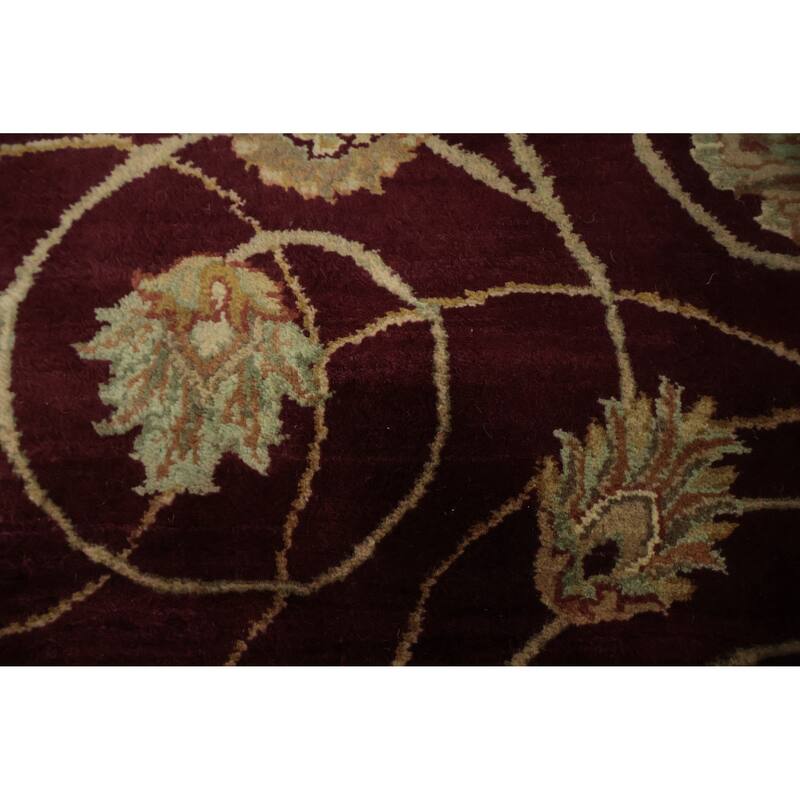 Hand Knotted Oriental 100% Wool Carpet Traditional Floral Red Agra Area Rug - 12' 0'' X 9' 1''