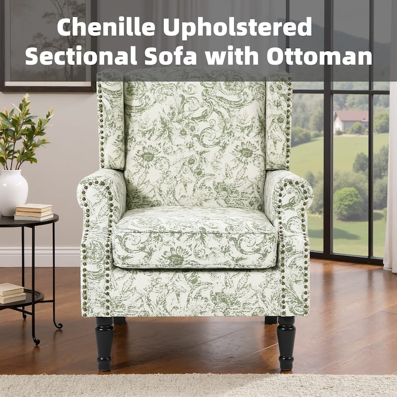 Patterned Upholstered Accent Chair for Living Room